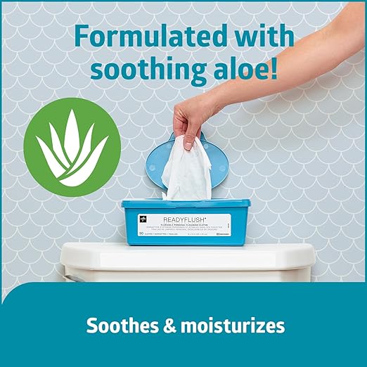 Medline ReadyFlush Flushable Wipes (60 Wipes per Tub), Scented, Biodegradable Flushable Incontinence Wet Wipes for Adults with Aloe, Hypoallergenic & pH-Balanced Personal Cleansing Cloths