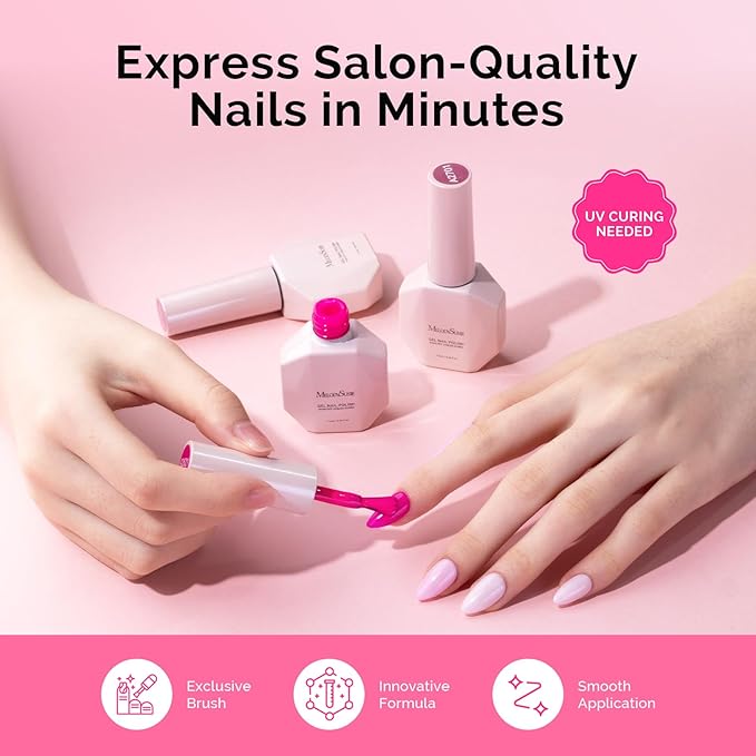 MelodySusie Bright Pink Gel Nail Polish Set - 6 Colors Nude Pink Neon Pink Purple Soak Off UV LED Gel Polish Gift for Women Nail Art Manicure Salon DIY Nail Design Decoration at Home
