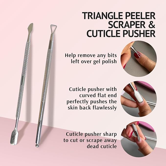 Pronto Pure Acetone 16 oz Nail Polish Remover Gel NailKit, Acrylic Nail Kit Including Cuticle pusher, Nail File, Nail Buffer, and Nail scraper- Ideal For Gel Nail Polish & Dip Powder Removal