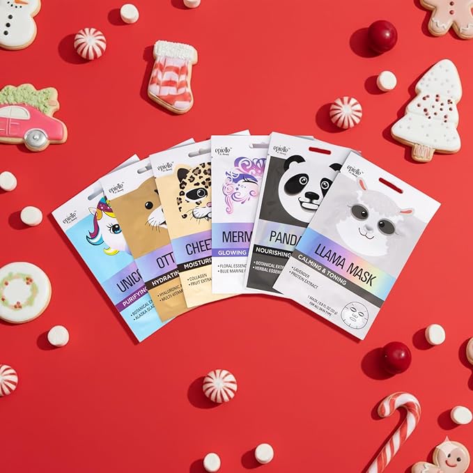 Epielle Character Face Mask Mystical Safari 12 Pack, Fun & Effective Korean Skin Care, Spa Party Favors, Stocking Stuffers, Birthday Gifts for Women, Thanksgiving Essentials