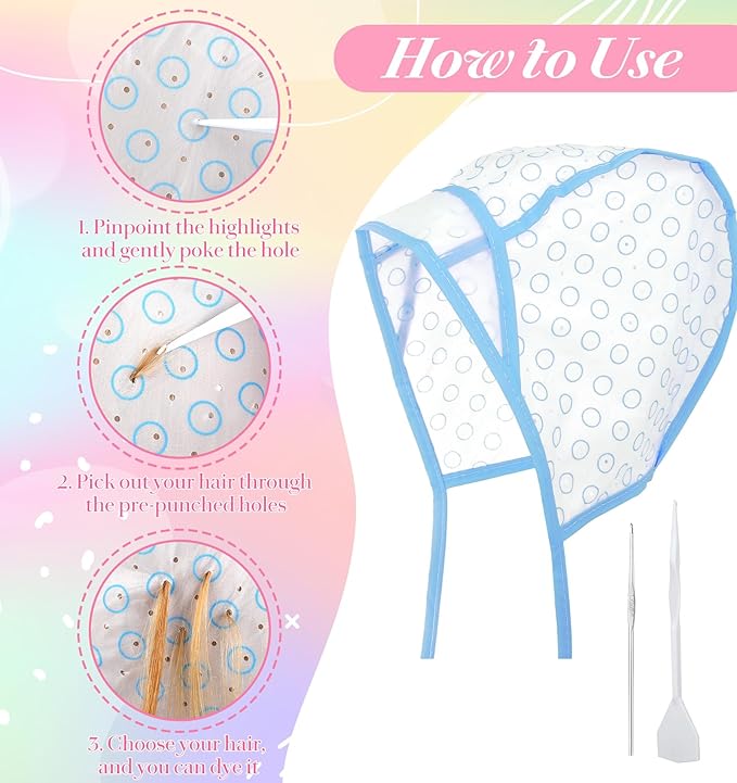 Bleach Cap, 12Pcs Highlight Cap Kit, Precise Partitioning Preset Hollow Holes Leak-proof Isolation to Improve the Efficiency and Effect of Highlighting for Highlights