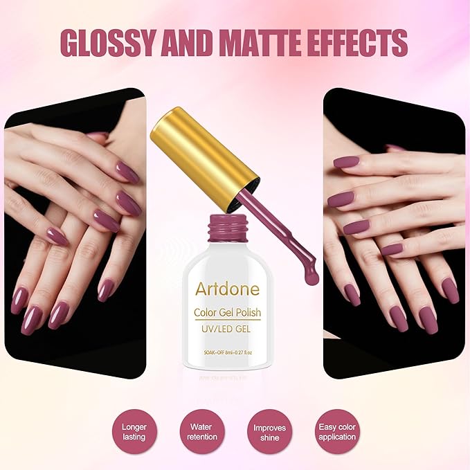 Artdone Sheer Gel Nail Polish Set Jelly UV Gel 6 Colors Translucent Milky White Pink Nude Brown Colors Nail Polish For All Seasons
