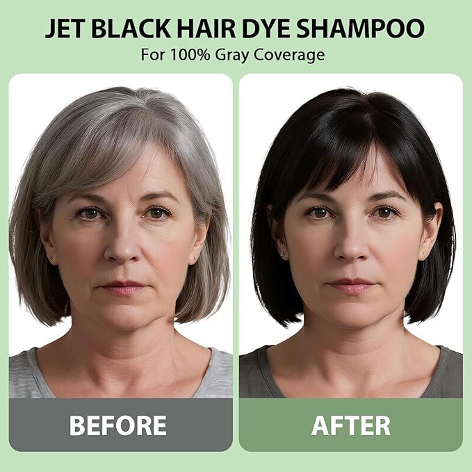 FARNDU Jet Black Hair Dye Shampoo for Women & Men, 3 in 1 Natural Herbal Color Shampoo for 100% Gray Coverage, Ammonia & Paraben Free (500ml)
