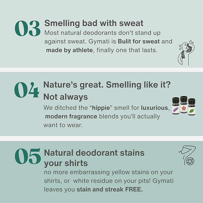 Gymati - Fitness Deodorant Spray - Men & Women - Aluminum-Free - 24 Hour Odor Protection - Sweat Resistant - Air-Powered - Vegan & Plant-Based - Made in USA - Homme + Femme - 3.4oz Travel Size -2 Pack