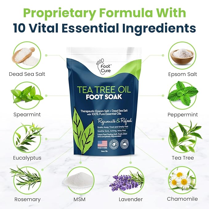 Tea Tree Foot Soak & Callus Remover Gel Kit - Extra Strength Callus Remover Gel & Foot Soak With Epsom Salts For Calluses, Dry Cracked Heels, Toenail - Pedicure for Tired Feet