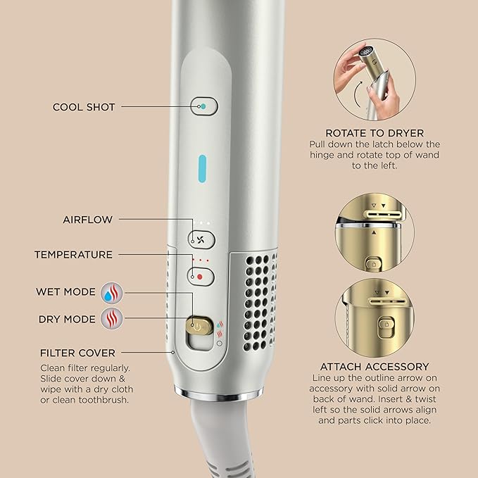 Shark Glam Ceramic & Powerful Air Styling & Drying System, with Silki Straightener & Shark Glossi Air Glosser, for Drying, Curling, Straightening & Glossing with Diffuser, HD6052S (Curly & Coily Hair)