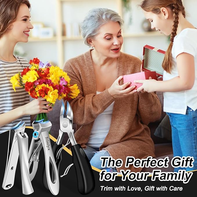 Toenail Clippers for Thick Toenails, Trimlyx Heavy Duty Toe Nail Clippers for Thick Nails for Seniors, Ingrown Nail Clippers for Men, Large Slanted Nail Clippers for Seniors Thick Nails 5Pcs