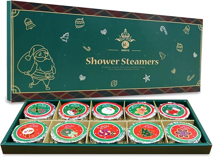 10 Pcs Shower Steamers Aromatherapy, Christmas Gifts Birthday Gifts White Elephant Shower Bombs with Essential Oils Relaxation Home SPA, Self Care Christmas Stocking Stuffers for Women Men