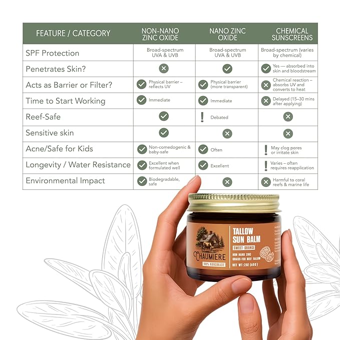 Sweet Orange Tallow Sunscreen SPF 50 – Grass-Fed Beef Tallow Balm with Carrot Seed Oil & Non-Nano Zinc – Organic Face & Body Moisturizer, Reef Safe, Naturally Scented – 2.5oz x2, Made in USA