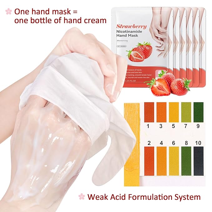 Hand Masks Moisturizing Gloves,6 Pairs Hydrating Hand Peel Masks Gift Set for Dry Cracked Hands Care,Long-lasting and Non-greasy Hand Moisturizer Gloves for Women F