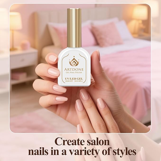 Artdone Gel Nail Polish Hema-free Solid Color light Nnude Color For All Seasons Neutral Soak Off LED Lamp Needed For Manicure Nail Art