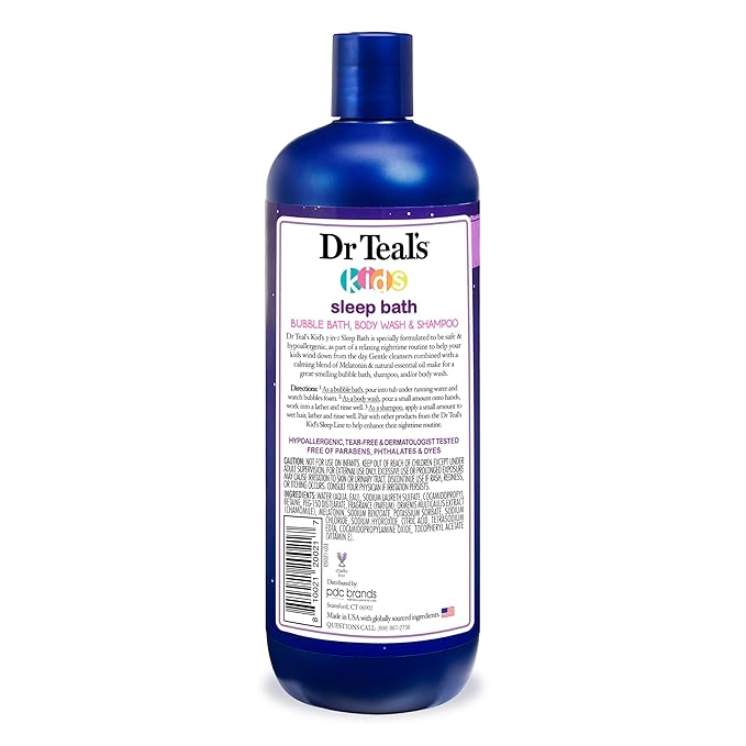 Dr Teal's Kids 3-in-1 Sleep Bath: Bubble Bath, Body Wash & Shampoo with Melatonin & Essential Oil, 20 fl oz (Pack of 3)