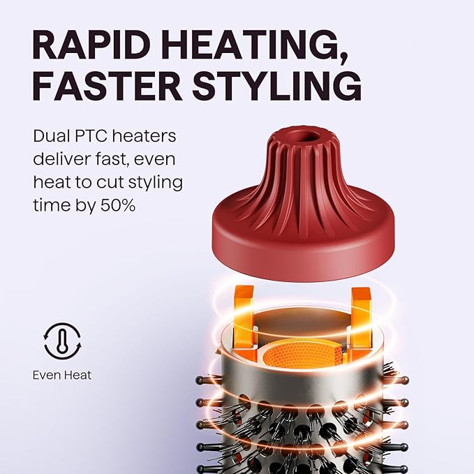 Wavytalk Blowout Boost Thermal Brush, 1.5 inch Heated Round Brush for Blowout Look, Negative Ion Technology, Ceramic Tourmaline, 5 Temperature Settings, Christmas Limited Edition