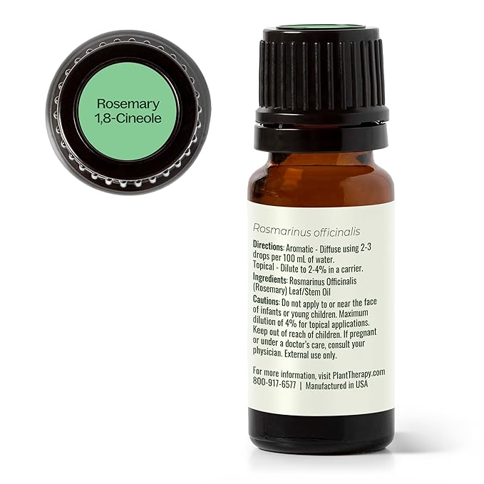 Plant Therapy Rosemary Essential Oil for Hair Growth, 100% Pure, Undiluted, Natural Aromatherapy for Diffuser & Rosemary Oil for Hair & Scalp, Therapeutic Grade 10 mL (1/3 oz)