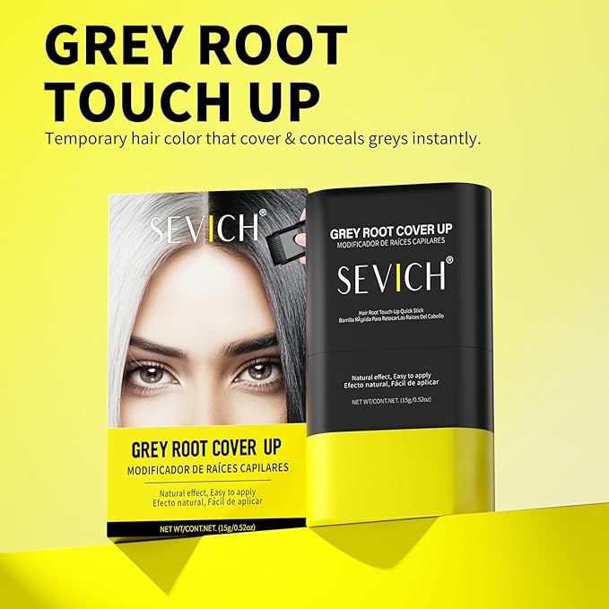 SEVICH Touch Up Comb 2 in 1 Korean, Instant Hair Root Touch-Up Stick | Dual-Sided Design For Natural Gray Coverage, Long-Lasting Moisturizing Formula With Plant Extracts,15g Medium brown