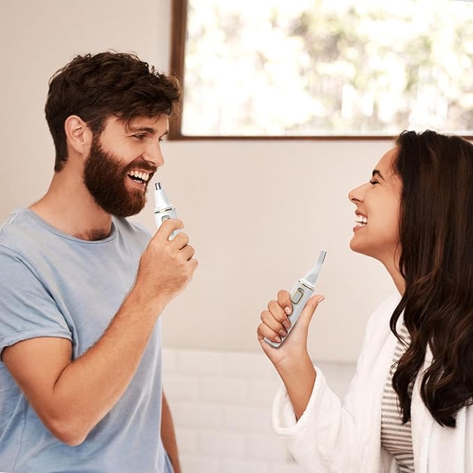 Nose Hair Trimmers for Women Men,Rechargeable Hair Trimmer 2 in 1 Painless Multifunctional Ear and Nose Hair Trimmer with IPX7 Waterproof Dual Edge Blades (White)