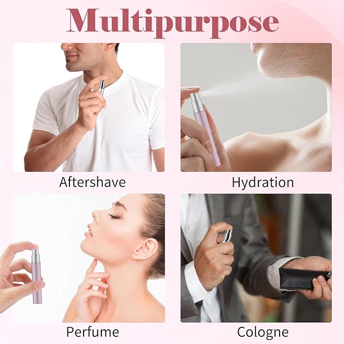 4pcs Mini Perfume Travel Bottle, Perfume Atomiser Refillable, 5ML Spray Bottles, Portable for Travel Holiday, Outdoor Activities and Business