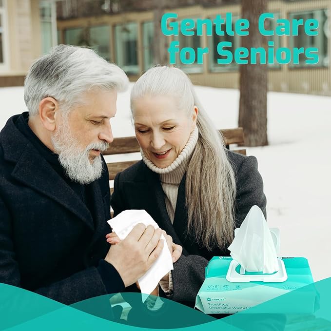 SUNKISS Trustplus Wet Wipes for Adult No Rinse, Extra Large 8”x12” Body Cleaning Washcloths for Elderly Incontinence & Cleansing, Unscented, 800 Count (16 Packs of 50)