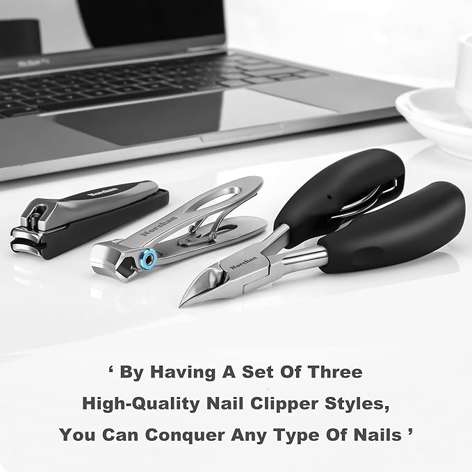 Large Nail Clippers Set, 5-Piece Sharp Toenail and Fingernail Clippers with Nail File, Ideal for Men and Women (Premium, Big Size, Heavy-Duty Design)