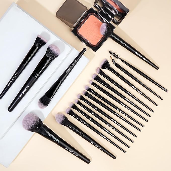 MAANGE Makeup Brush Set 38 Pcs Premium Synthetic Makeup Brushes For Foundation Powder Concealers Blush Eye shadows Make up Brushes Kits - Black