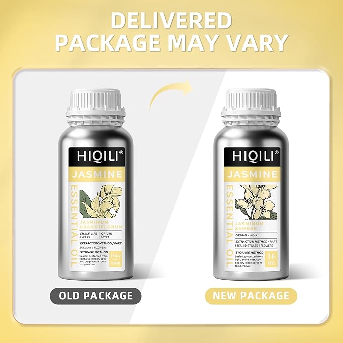 HIQILI 16 Fl Oz Jasmine Essential Oil, 100% Pure Natural for Diffuser, Hair, Skin, Perfume Making - 500ML