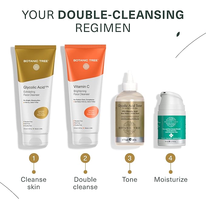 Botanic Tree Glycolic Acid Face Wash - Facial Cleanser For Skin Care, Treatment Scrub, 10% Glycolic and Salicylic Acid 6 fl. oz (2 pack)