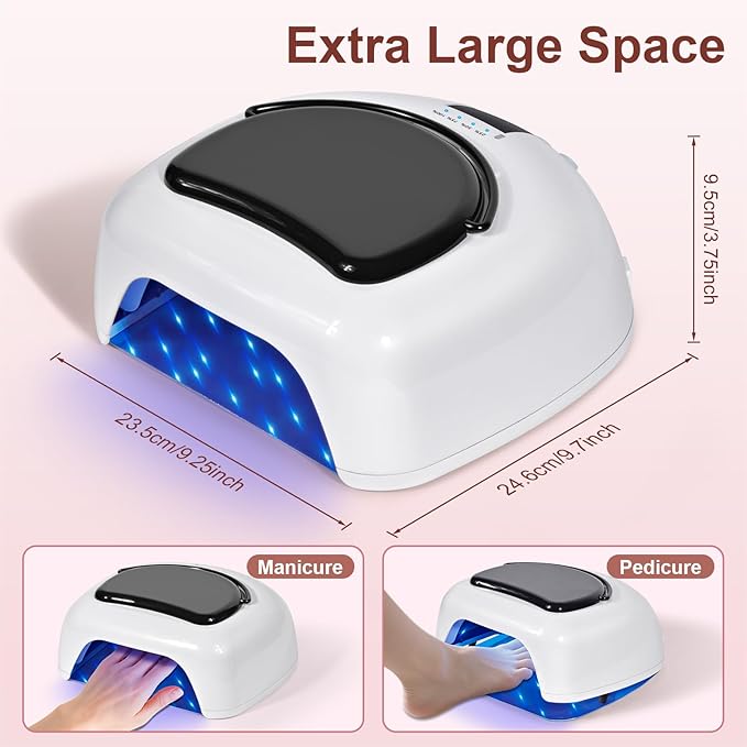Professional Rechargeable 96W UV LED Nail Lamp,Cordless Nail Dryer with 4 Timer Settings,Portable Design & Auto Sensor,Fast Curing Lamp for Salon & Home(White+Black)