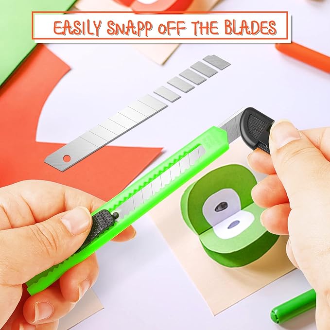 40 Pack Utility Knife Box Cutter Retractable, 9mm Snap-Off Box Cutters, Box Knife with Slide Lock, Lightweight Razor Knife Exacto Knife for Office, Home, Crafts, Hobby Use