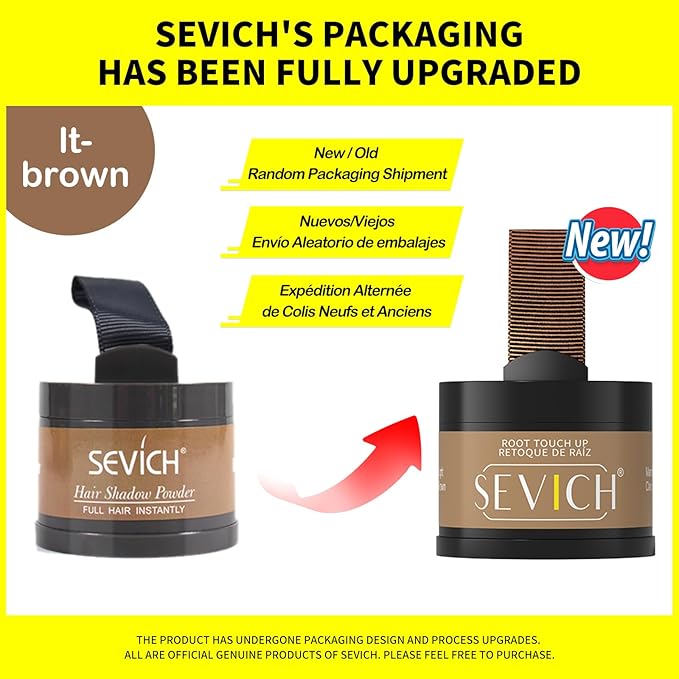 Instantly Hairline Shadow - SEVICH Hairline Powder, Quick Grey Root Concealer for Thinning Hair, Eyebrows & Beard, Windproof & Sweatproof, Light Brown