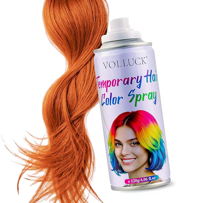Hair Color Spray, Temporary Hair Dye for Women & Men, Vibrant Colors Hair Wax Gray Hair Cover for Party, Halloween, Cosplay (Orange, 120 ML)