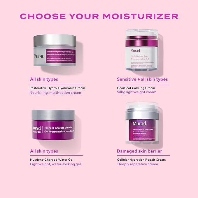 Murad Nutrient-Charged Water Gel – Hydrating Face Moisturizer with Peptides, Vitamins & Minerals for Dry Skin, Long-Lasting Moisture, Plump Skin, Oil-Free, Lightweight, Barrier Repair - 1.7Fl Oz