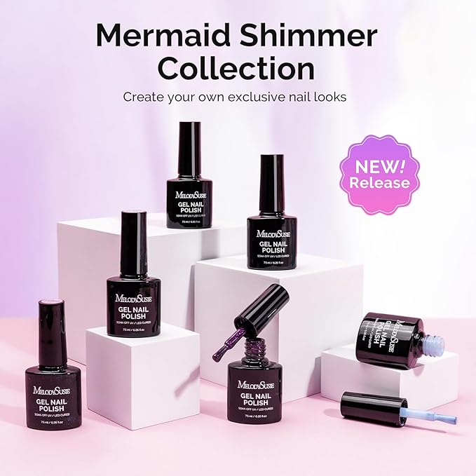 MelodySusie 7.5ML Glitter Gel Nail Polish Set, 6 Colors Chameleon Sparkle Gel Polish Kit Aurora Blue Purple Green Shimmer Gel Polish Gifts for Women Nail Art Manicure Salon DIY Nail Design at Home