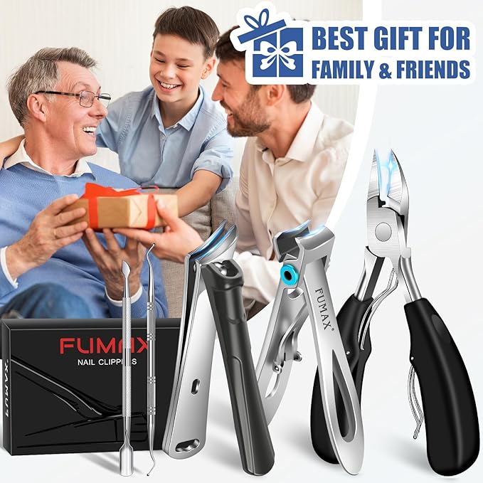 Toenail Clippers for Seniors Thick Toenails, Large Wide Opening Toe Nail Clippers for Men Thick Nails, Heavy Duty Sharp Slanted Nail Clippers Fingernail Clipper Gifts for Men Women