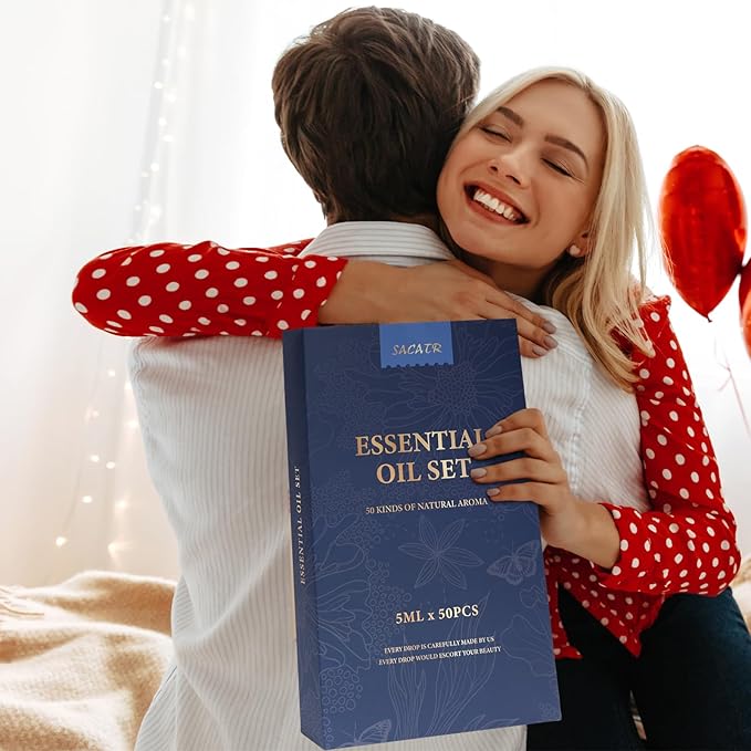 SACATR 50 Pcs Natural Essential Oil Set -Essential Oils Gift Set for Diffuser, Home Care, DIY Candle and Soap Making(50 * 5ML)