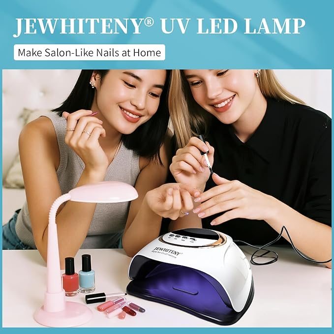 JEWHITENY White U V LED Lamp for Nails:Fast Nail Dryer for Gel Polish with 4 Timers and Automatic Sensor Professional LED Nail Lamp Manicure Tool