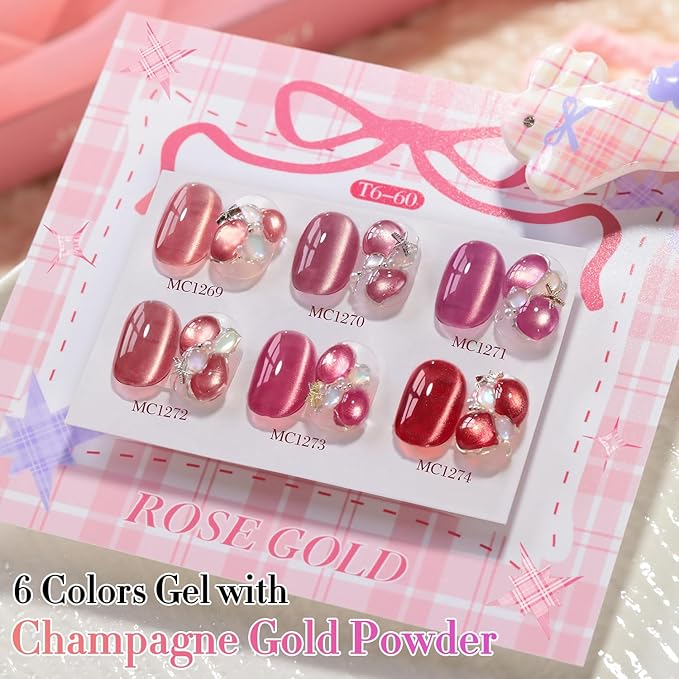 Double Rhythm 0.5 OZ Cat Eye Gel Polish with Magnet 15ML Holographic Glitter Shimmer Translucent Jelly Color Magnetic Nail Polish Salon DIY at Home (Dreamy Peach-MC1271)