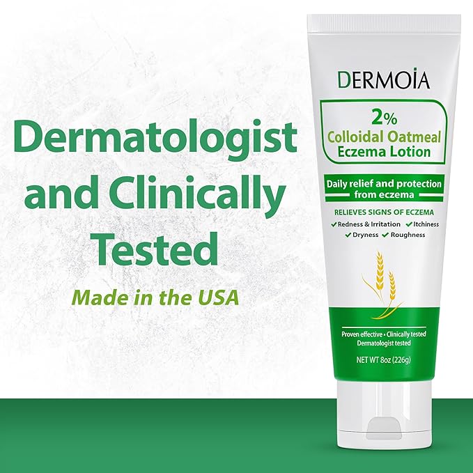 2% Colloidal Oatmeal Eczema Lotion - Soothing and Moisturizing Anti-Itch Cream & Body Lotion with Aloe Vera, Shea and Glycerin - Nourishing Eczema Cream for Superior Relief and Protection 8oz