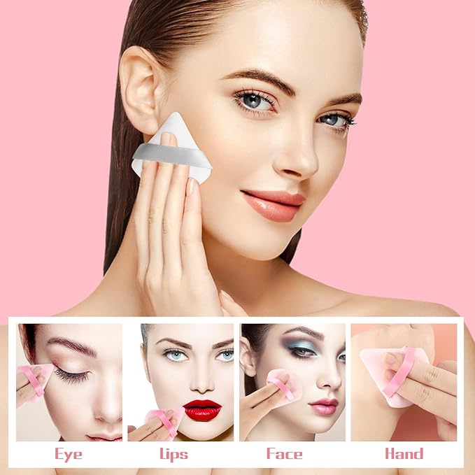 Pimoys 15 Pieces Powder Puff Face Triangle Makeup Puffs for Loose Powder Setting Powder Foundation Sponge Beauty Makeup Tool