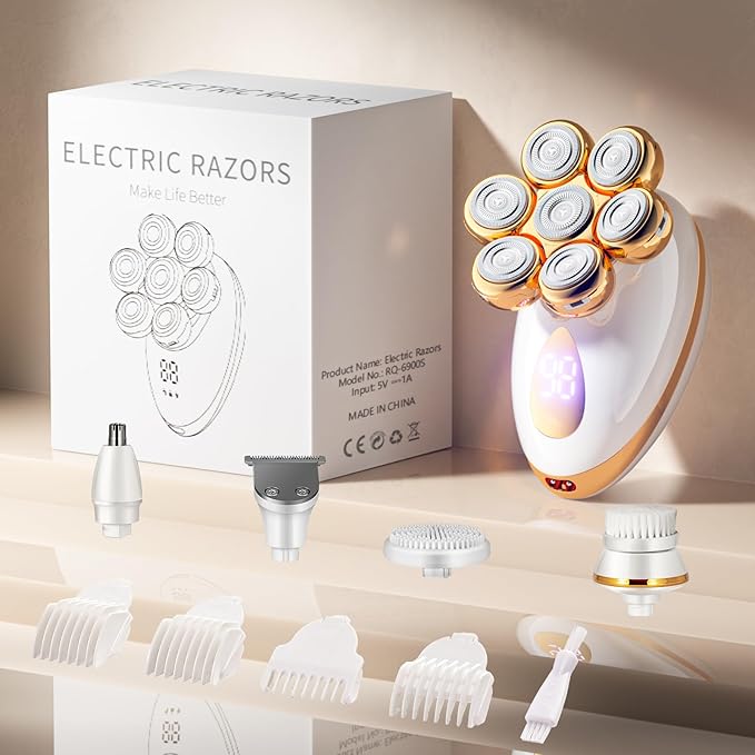 Electric Razors for Women, Rotary Shaver for Legs, Bikini, and Underarms Hair Removal, Wet & Dry Waterproof Grooming Kit, Cordless Lady Trimmer