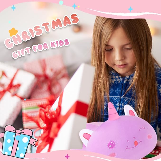 Unicorn Plush Pillow Cute and Soft Unicorn Cat Stuffed Animal Kawaii Plushie Toy Hugging Pillow Great Gift for Kids and Adult, 20",Purple