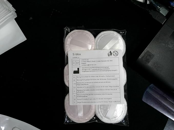 Sibba 12 PCS Blush Loose Powder Puff Face Setting Body Makeup Soft Velour Sponge Beauty Blender Make Up Mini Portable Finger Applicator Holder Small Fluffy Highlighter Facial Cosmetic Cushion Women