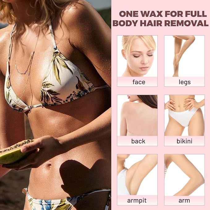 2.5lb/40oz Hard Wax Beans for Sensitive Skin - Large Bulk Refill for Waxing Brazilian, Bikini, Underarms, Face, Body with 20 Sticks (Aloe)