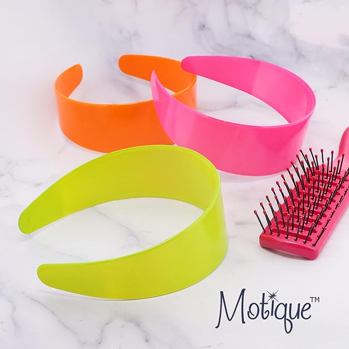 Motique Accessories 2 Inch Hard Plastic Headband with Teeth Women and Girls wide Hair band (Lime Green)
