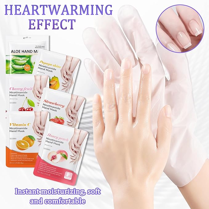 Hand Mask Moisturizing Gloves 12 Pack,Hydrating Hand Mask for Women,Soft Gloves for Dry Cracked Skin