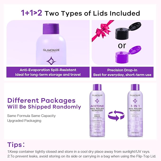 Acetone Nail Polish Remover: Professional Soak off Gel Nail Polish Remover Enriched with Natural Grape Seed Oil 8 Fl Oz for Gel Acrylic Nail Glue Dip Powder for Home Salon