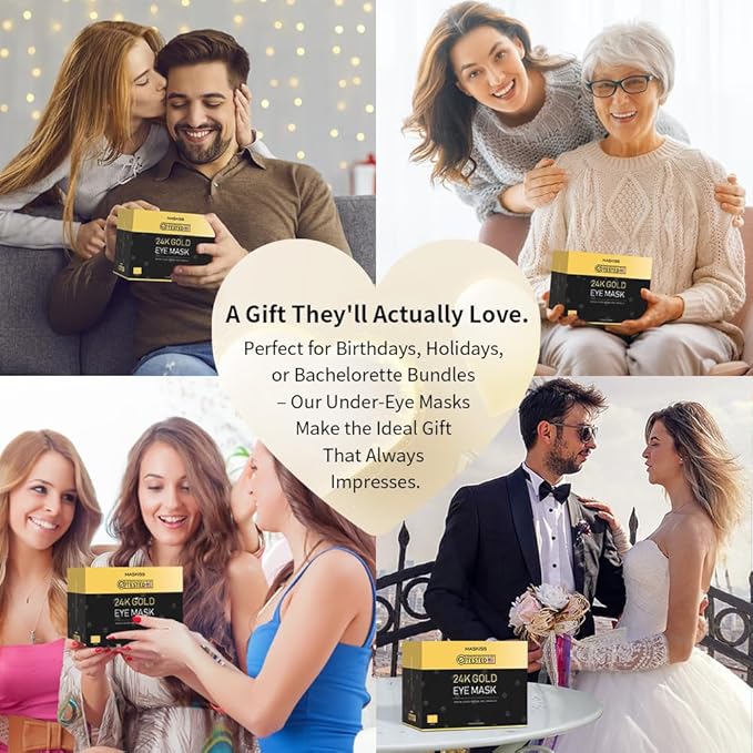 24k Gold Under Eye Patches (20 Pairs), eye mask, Collagen Skin Care Products, Eye Patches for Puffy Eyes, eye masks for dark circles and puffiness