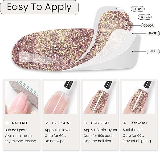 MAYCHAO 15ML Purple Shimmer Gel Nail Polish 1Pc Sparkly Purple Glitter Gel Polish Soak Off UV LED Nail Polish Nail Art Starter Manicure Salon DIY at Home, 0.5 OZ