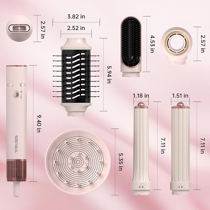 7 in 1 Hot Air Styler Hair Dryer Brush, 110,000 RPM High-Speed Frizz-Free Blow Dryer for Fast Drying, Curling Volumizing Smoothing & Styling, Hair Styler, Straightening Curler