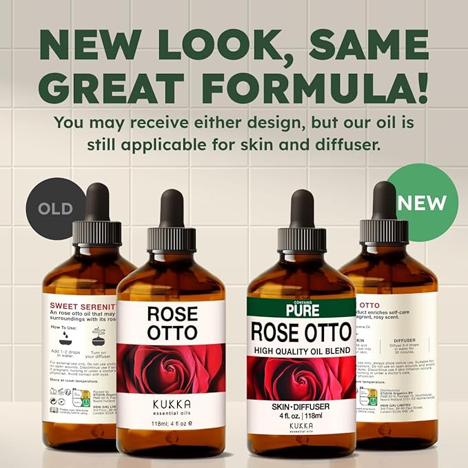 KUKKA Rose Otto Essential Oils - 4 Fl Oz - for Hair, Skin, Diffuser, Aromatherapy & DIY Soap Making Scent