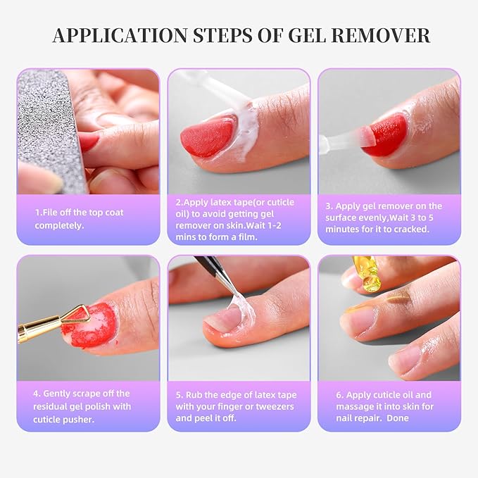 Gel Polish Remover (15ml), Cuticle Oil (10ml) & Essential Tools, Fast-Acting, Low Odor Gel Remover for Nails in 2-5 Minutes, Gentle Nourishing Treatment for Healthy Nails – Salon-Pro Home Manicure Kit
